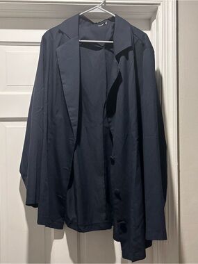 SHEIN Dark Navy Button-Front Blazer Jacket